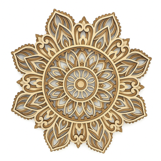 Mystic Harmony – Layered Sacred Mandala Wall Art (12" Laser-Cut Wood)