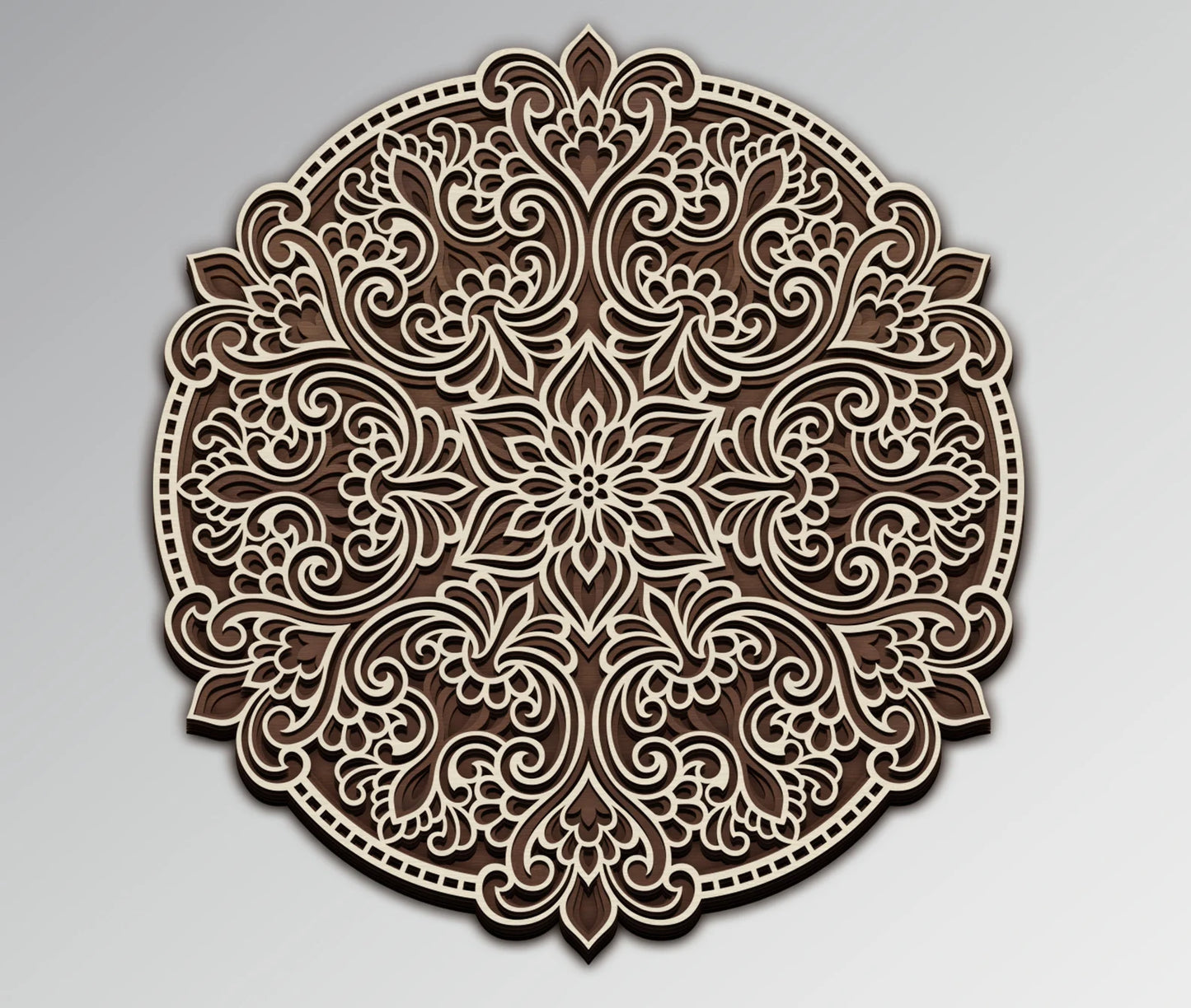 Eternal Bloom Sanctuary – Multi-Layered Sacred Mandala Wall Art (Sacred Geometry Wood Carving)
