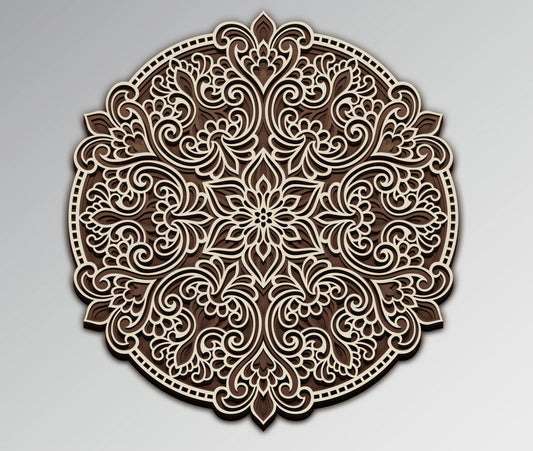 Eternal Bloom Sanctuary – Multi-Layered Sacred Mandala Wall Art (Sacred Geometry Wood Carving)