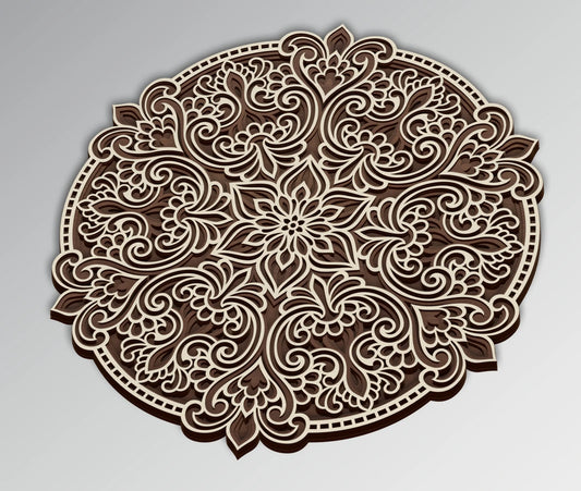 Eternal Bloom Sanctuary – Multi-Layered Sacred Mandala Wall Art (Sacred Geometry Wood Carving)