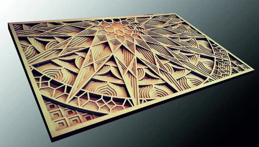Geometric Radiance – Multilayer Laser-Cut Wall Art (16×20 Inch)
