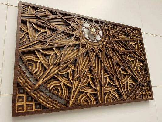 Geometric Radiance – Multilayer Laser-Cut Wall Art (16×20 Inch)